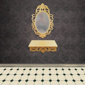 Meuble d'entrée -miroir-et-consol-en-bois