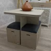 Table de repas à 4 poufs encastrables