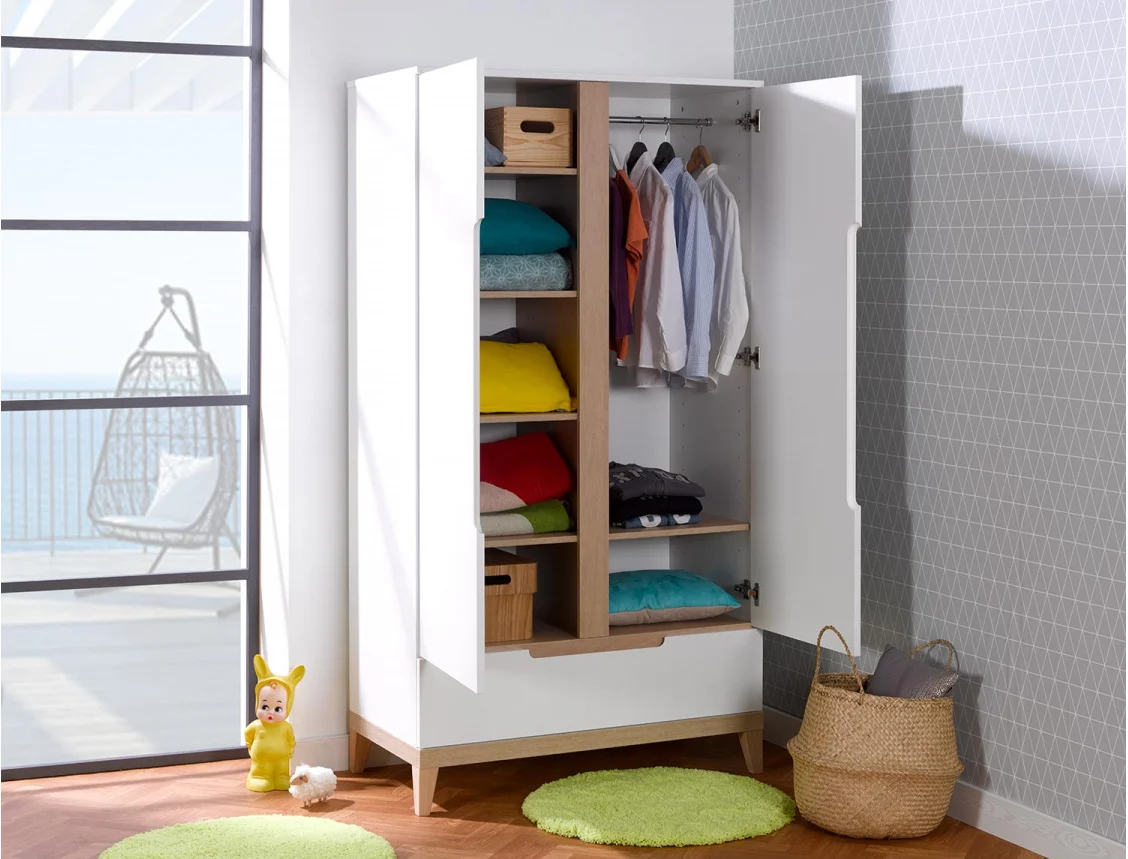 Armoire Enfant Blanc & Hêtre,