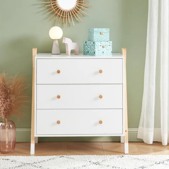 commode enfant gamme tipi blanc Avec ses 3 tiroirs