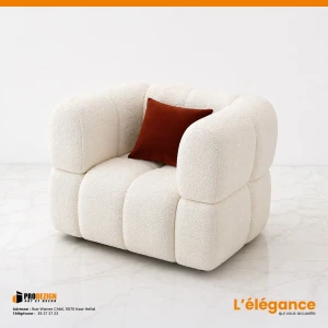 Fauteuil Bouclette 1 Place Crème – Design Contemporain en Tunisie